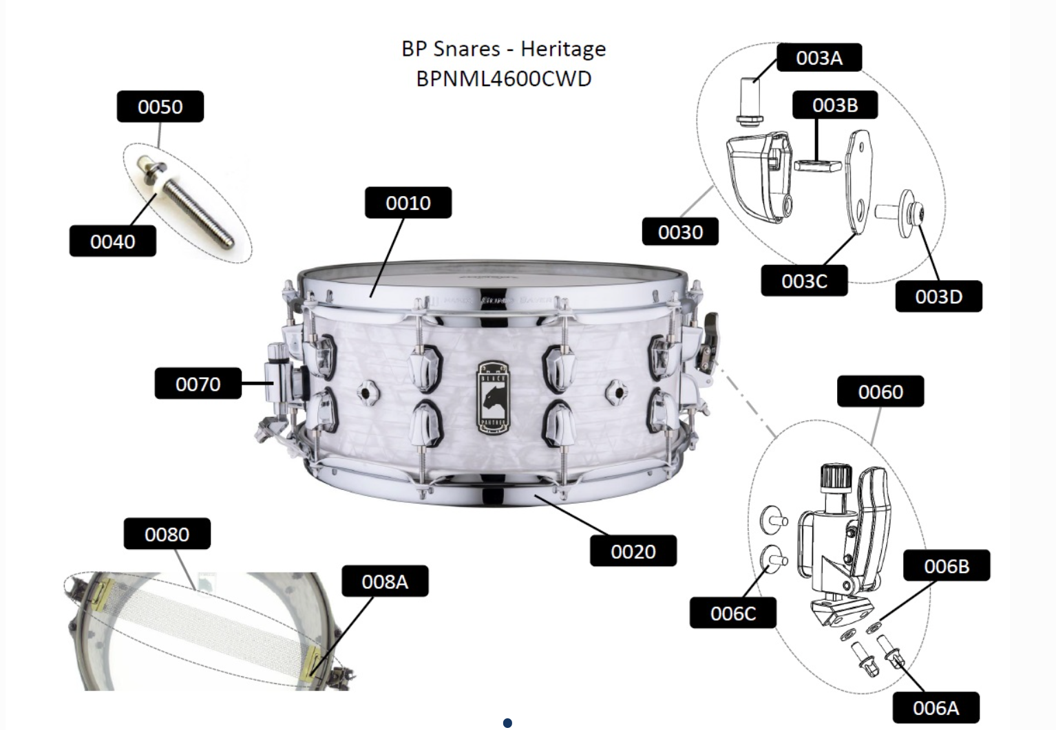 Mapex Snare Drums Black Panther Heritage Snare - Complete View schematic