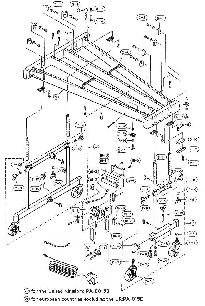 Yamaha Vibraphone YV-2700 - Frame & Motor schematic