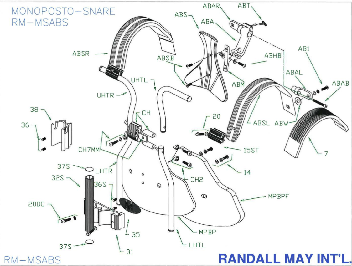 Randall May Snare Carriers & Stands Snare Carriers ABS Snare Carriers - ABS Snare Carrier schematic