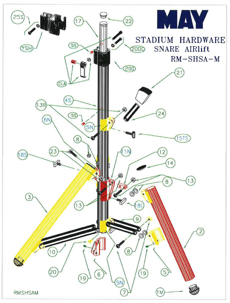Randall May Snare Carriers & Stands Stadium Stands Snare Stand - Snare Stand - Complete (old version) schematic